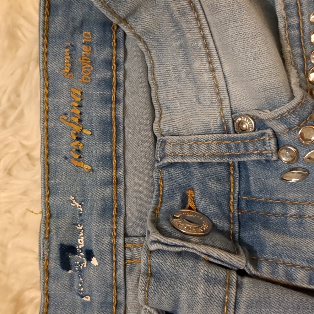 7 for all mankind distressed girls stretch denim jeans size 7 - Picture 9 of 10